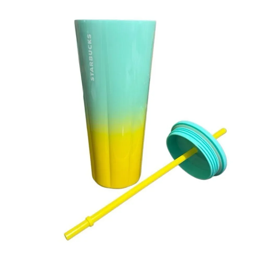 Starbucks Stainless Steel Ombre Tumbler Venti 24oz Turquoise Yellow